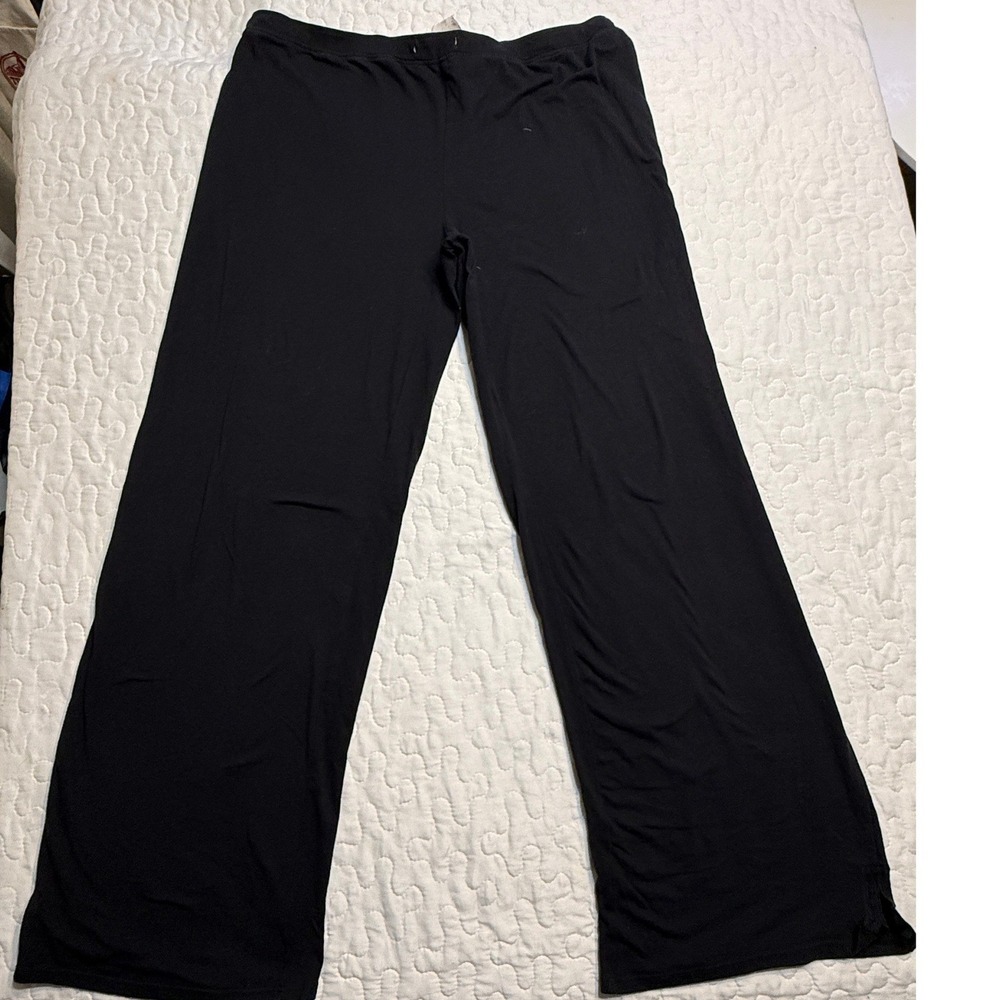 Women Large Lounge Pants Black Wide Leg Elastic Waist LOUNGE SOFT GIRL COMFY